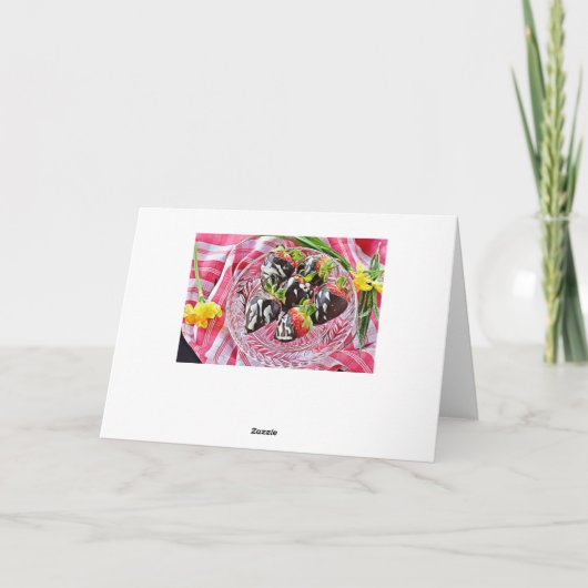 チョコレートコーティングされたイチゴのハッピーバースデーカード カード (裏面)