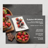 チョコレートコーティングされたイチゴの招待状 招待状 (正面/裏面)