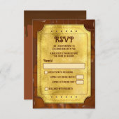 チョコレートゴールデンチケットこうもりバー(ユダヤ教の)バル・ミツバーRSVP 出欠カード (正面/裏面)