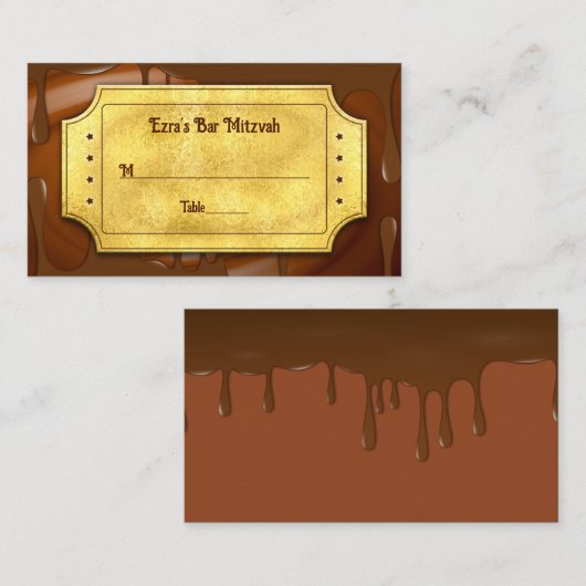 チョコレートゴールデンチケットバーまたはバルミツワー プレイスカード (正面/裏面)