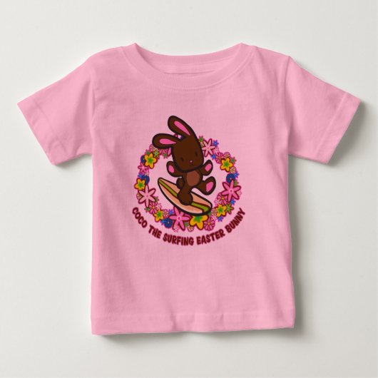 チョコレートサーフィンイースターバニーTシャツ ベビーTシャツ (正面)