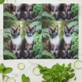 チョコレートシャム猫ツインズディッシュタオル キッチンタオル (折り畳み)