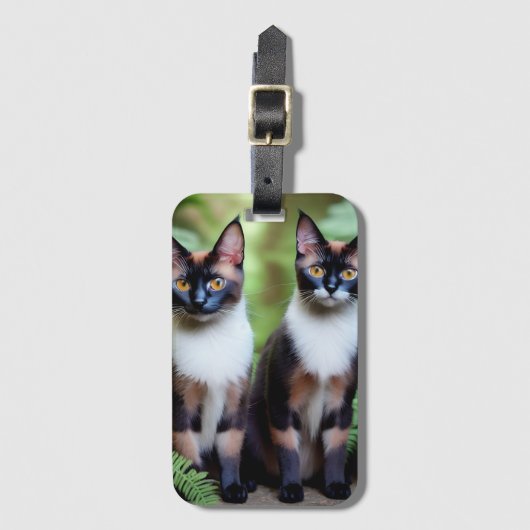 チョコレートシャメネコの双子ラゲッジタグ ラゲッジタグ (正面縦)