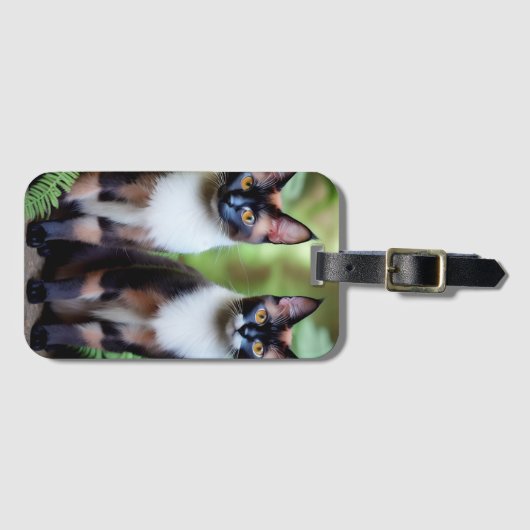 チョコレートシャメネコの双子ラゲッジタグ ラゲッジタグ (正面横)