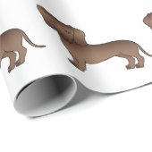 チョコレートショートヘアダッチシュント漫画の犬のパターン ラッピングペーパー (ロールコーナー)