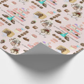 チョコレートスウィートトリートカップケーキnケーキのデカップページ ラッピングペーパー (角)