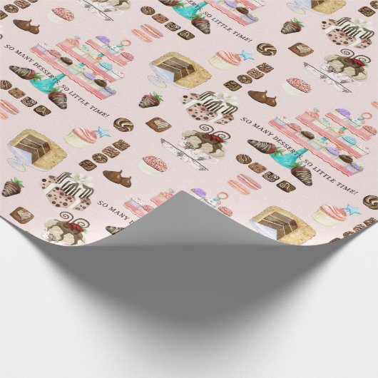 チョコレートスウィートトリートカップケーキnケーキのデカップページ ラッピングペーパー (角)