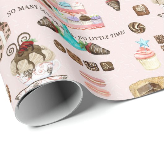 チョコレートスウィートトリートカップケーキnケーキのデカップページ ラッピングペーパー (ロールコーナー)