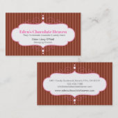 チョコレートストライプの装飾ホワイトピンクパネルベーキング 名刺 (正面/裏面)