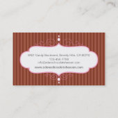 チョコレートストライプの装飾ホワイトピンクパネルベーキング 名刺 (裏面)