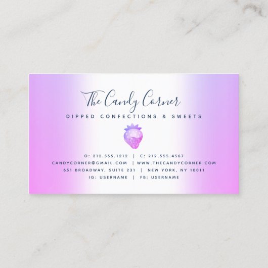 チョコレートストロベリーコンフェクションパープルドリップ 名刺 (裏面)