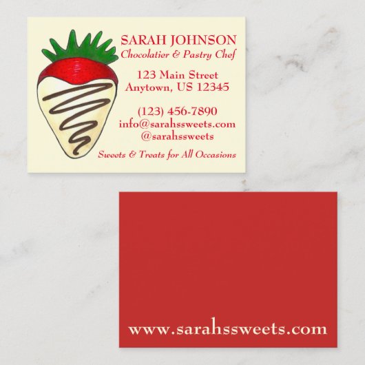 チョコレートストロベリーショコラティエのシェフフード 名刺 (正面/裏面)