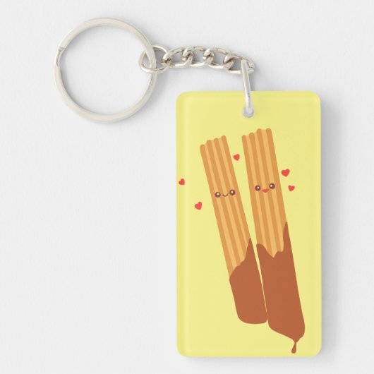 チョコレートスペインのを使ったロマンチックな砂糖のチュロス キーホルダー (正面)
