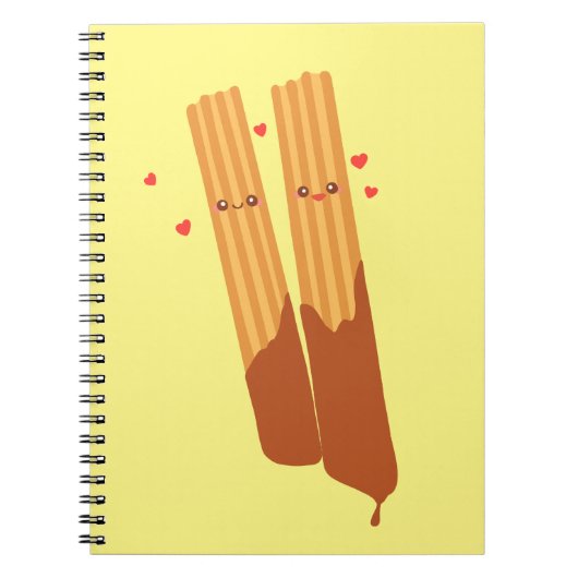 チョコレートスペインのを使ったロマンチックな砂糖のチュロス ノートブック (正面)