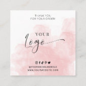 チョコレートスマッシュ気にハートガイドピンクの水色 スクエア名刺 (裏面)