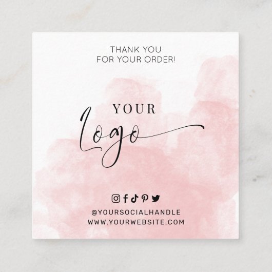 チョコレートスマッシュ気にハートガイドピンクの水色 スクエア名刺 (裏面)