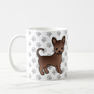 チョコレートスムースコートチワワのキャラクターデザインの犬と足 コーヒーマグカップ