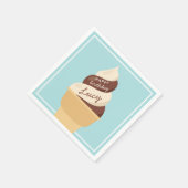 チョコレートスワールアイスクリーム子供の誕生日パーティー スタンダードカクテルナプキン (角)