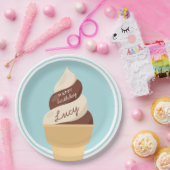 チョコレートスワールアイスクリーム子供の誕生日パーティー ペーパープレート (パーティー)