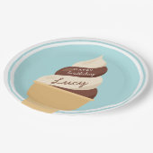 チョコレートスワールアイスクリーム子供の誕生日パーティー ペーパープレート (アングル)