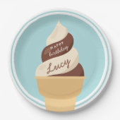 チョコレートスワールアイスクリーム子供の誕生日パーティー ペーパープレート (正面)