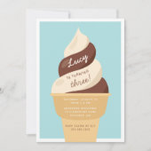 チョコレートスワールアイスクリーム子供の誕生日パーティー 招待状 (正面)