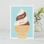 チョコレートスワールアイスクリーム子供の誕生日パーティー 招待状 (スタンド正面)