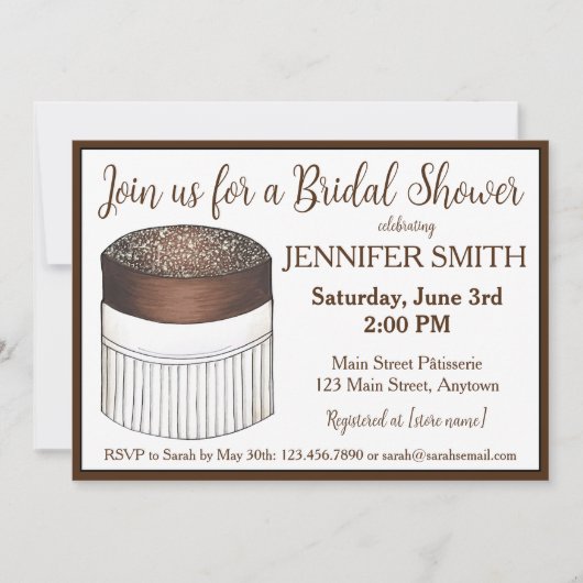 チョコレートソフレフランスのパストリーブライダルシャワー 招待状 (正面)