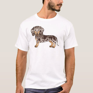 チョコレートタン ダップル スムースコート ダックスフンド Tシャツ
