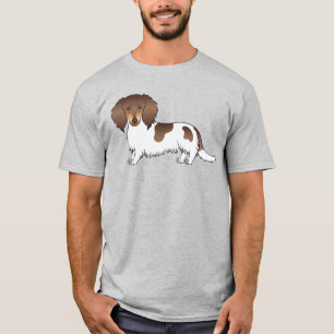 チョコレートタン+パイボールド+ロングヘアダックスフンド Tシャツ