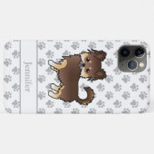 チョコレートタン ロングコート チワワ 犬 名前入り Case-Mate iPhoneケース (裏面(横))