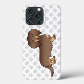 チョコレートタン ロングヘアダックスフンド 犬と足跡 Case-Mate iPhoneケース (裏面)