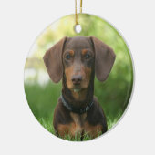 チョコレートダシュントドキシードッグ セラミックオーナメント (左)