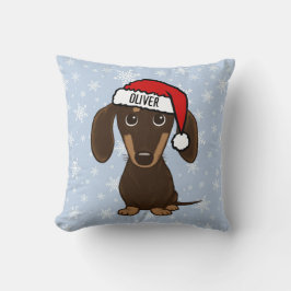 チョコレートダックスフンドのクリスマス オーダーネーム かわいい犬 クッション