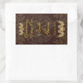 チョコレートダマスク結婚式ワインラベルシール 長方形シール (バッグ)