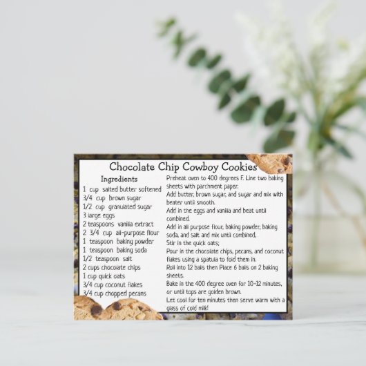 チョコレートチップカウボーイクッキーレシピカード ポストカード (スタンド正面)