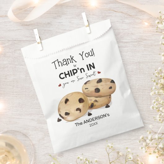 チョコレートチップクッキーありがとうベーキングプレゼント フェイバーバッグ (クリップ留めされた状態)