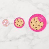 チョコレートチップクッキーキッズ1st誕生日パーティーピンク コンフェッティ (正面)