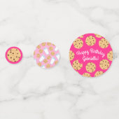 チョコレートチップクッキーキッズ1st誕生日パーティーピンク コンフェッティ (裏面)