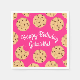 チョコレートチップクッキーキッズ1st誕生日パーティーピンク スタンダードカクテルナプキン