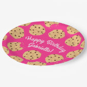 チョコレートチップクッキーキッズ1st誕生日パーティーピンク ペーパープレート (アングル)