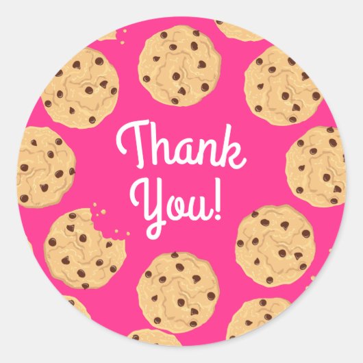 チョコレートチップクッキーキッズ1st誕生日パーティーピンク ラウンドシール (正面)