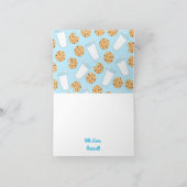 チョコレートチップクッキーキッズ1st誕生日パーティーブルー カード (内部)