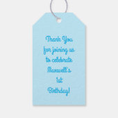 チョコレートチップクッキーキッズ1st誕生日パーティーブルー ギフトタグ (裏面)