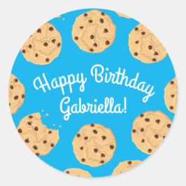 チョコレートチップクッキーキッズ1st誕生日パーティーブルー ラウンドシール