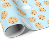 チョコレートチップクッキーキッズ1st誕生日パーティーブルー ラッピングペーパー (ロールコーナー)