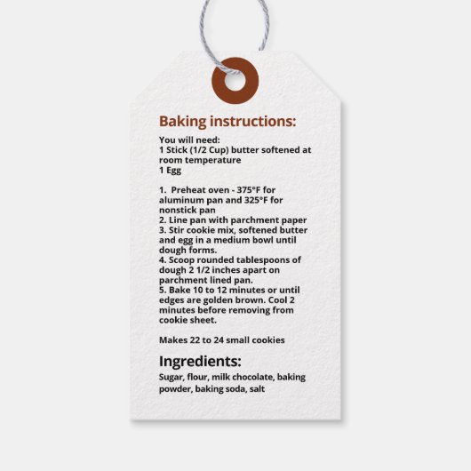 チョコレートチップクッキージャームミックスギフトラベル ギフトタグ (裏面)