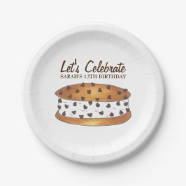 チョコレートチップクッキーチップウィッチアイスクリームサンドイッチ ペーパープレート