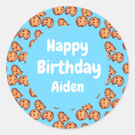 チョコレートチップクッキーパターンバルーン ラウンドシール