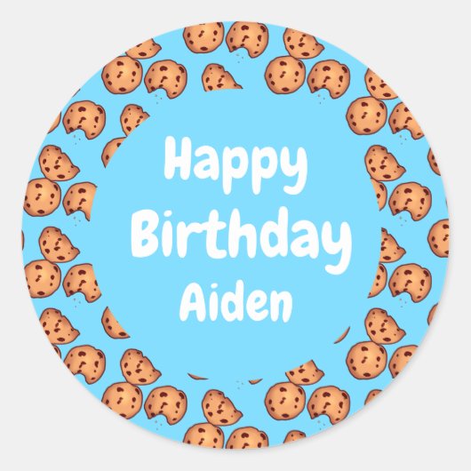 チョコレートチップクッキーパターンバルーン ラウンドシール (正面)